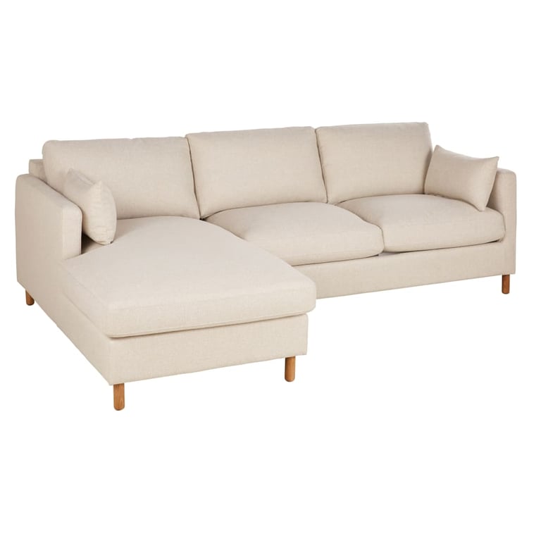 Julian - Canapé d'angle convertible gauche 4 places tissu texturé beige - Vue supplémentaire 3