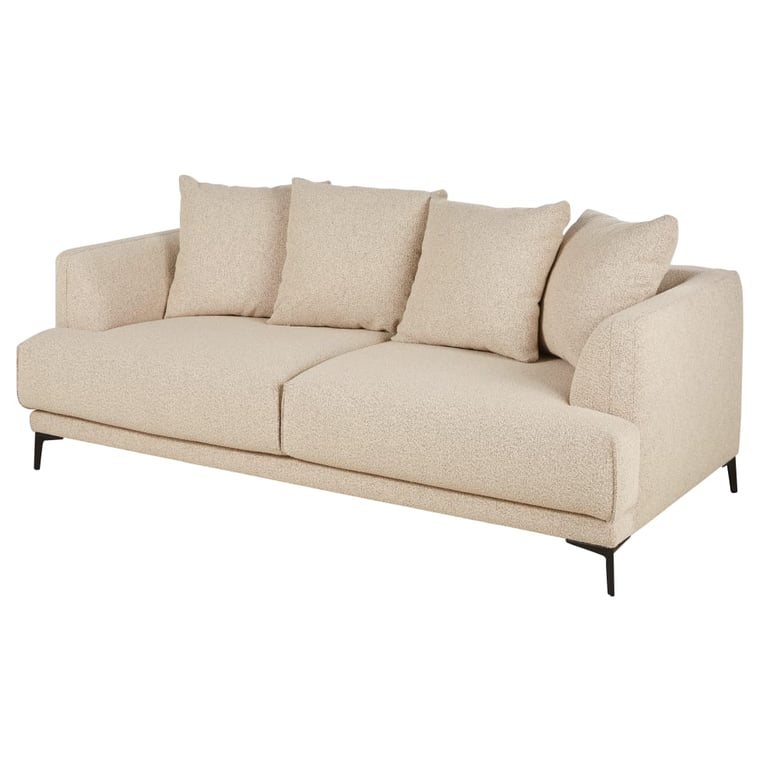 Romy - Canapé 3 places tissu bouclette beige - Vue supplémentaire 2
