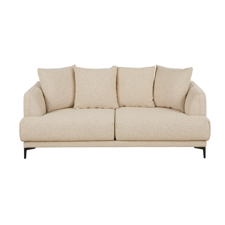 Romy - Canapé convertible 3 places tissu bouclette beige - Vue supplémentaire 1