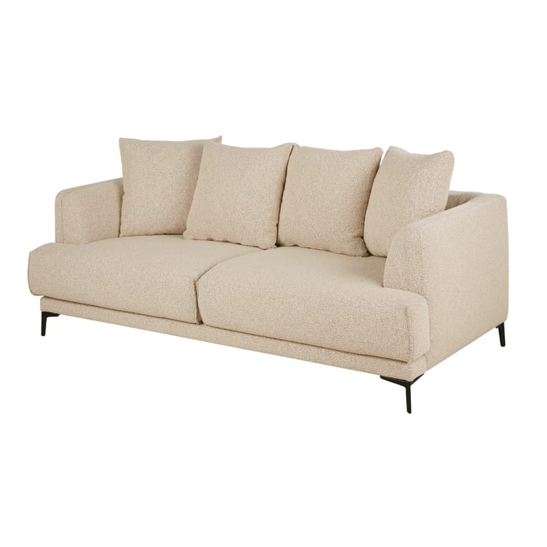 Romy - Canapé convertible 3 places tissu bouclette beige - Vue supplémentaire 2