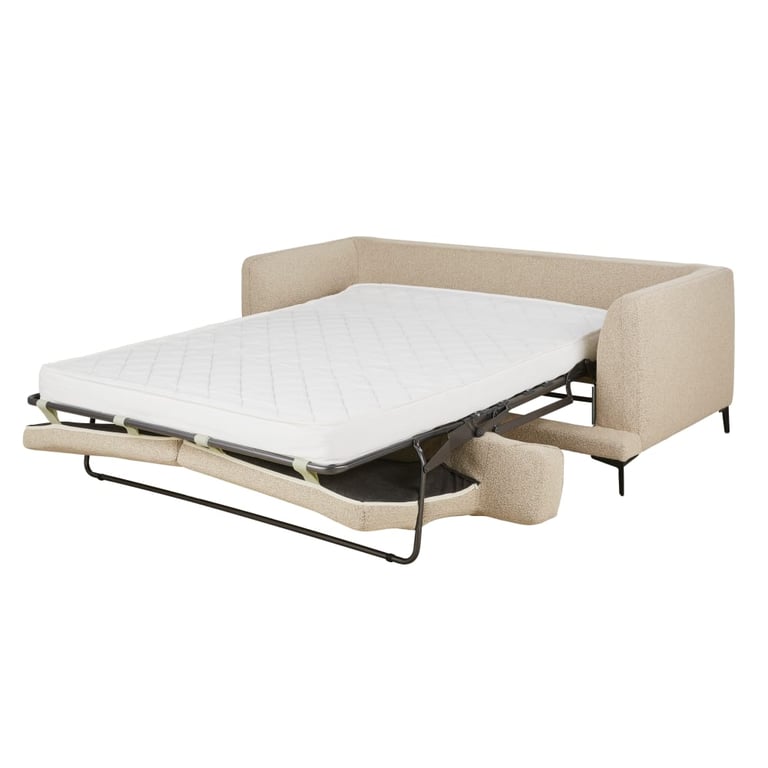 Romy - Canapé convertible 3 places tissu bouclette beige - Vue supplémentaire 3