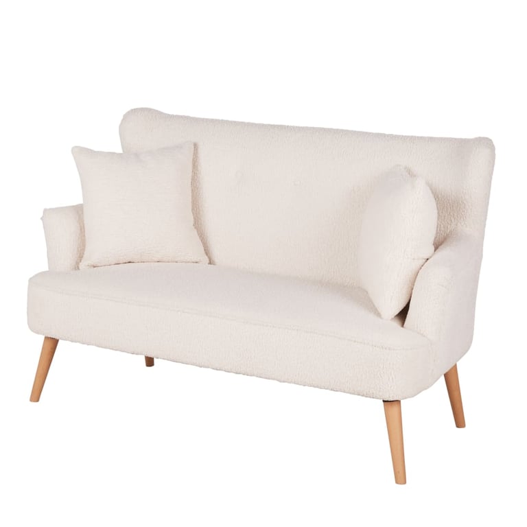 Leon - Canapé 2 places tissu bouclette beige - Vue supplémentaire 2