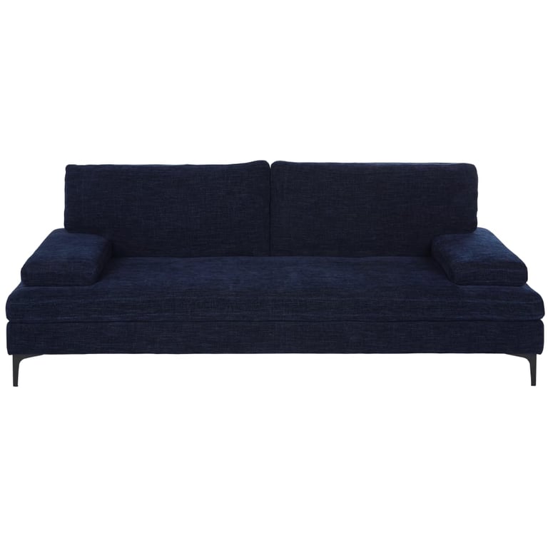 Oward - Canapé 3 places dossier avance-recule en textile velouté bleu nuit