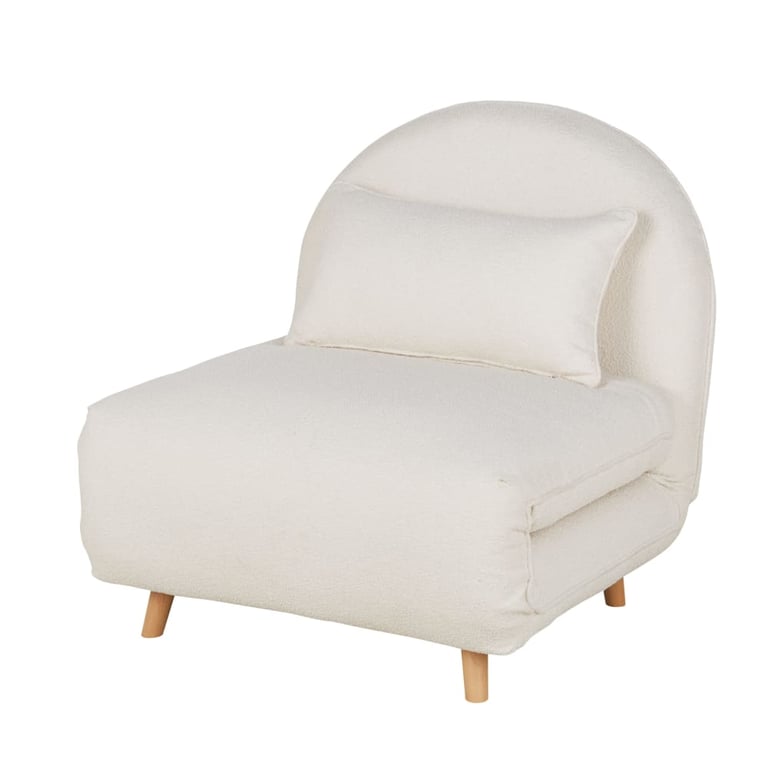 Ponio - Canapé convertible 1 place tissu bouclette beige - Vue supplémentaire 2