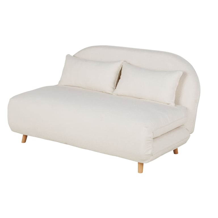Ponio - Canapé convertible 2 places tissu bouclette beige - Vue supplémentaire 2