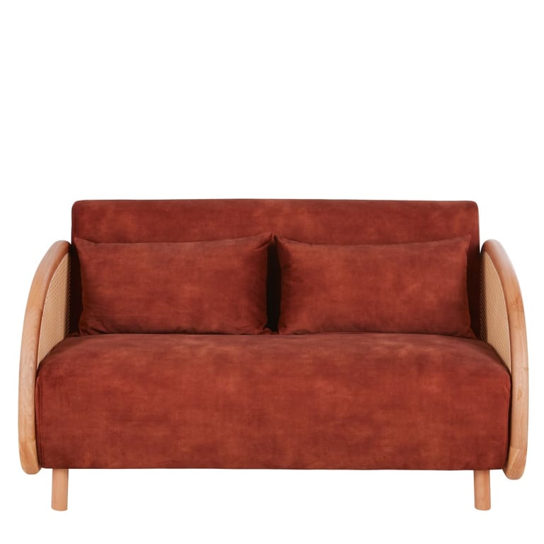 Narnia - Canapé clic-clac 2 places en velours terracotta