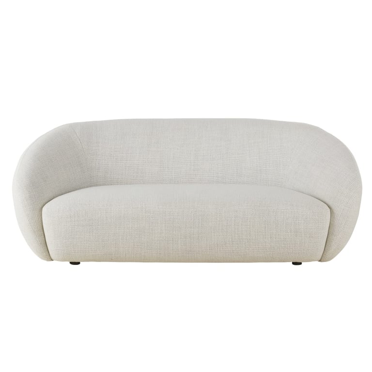 Mallow - Canapé arrondi 3 places en textile tramé greige