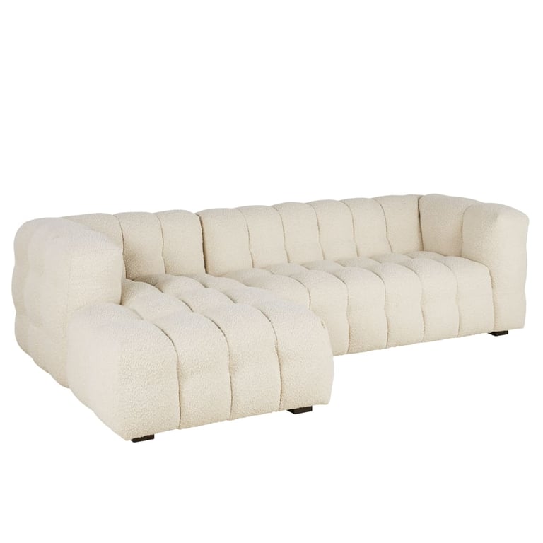 Lilo - Canapé d'angle gauche 4 places tissu bouclette beige - Vue supplémentaire 2