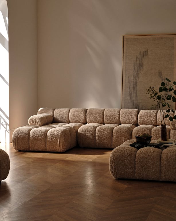 Bellis - Canapé modulaire 3 places en bouclé le sable