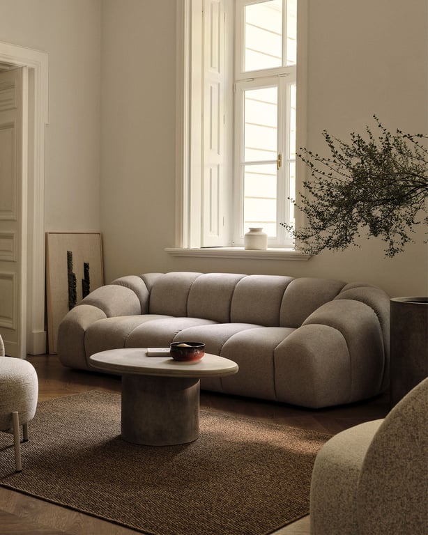 Diana - Canapé 3 places en tissu 3D beige clair