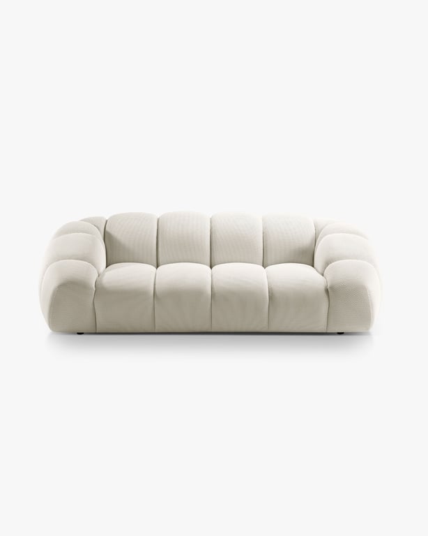 Diana - Canapé 3 places tissu texturé beige clair - Vue supplémentaire 1