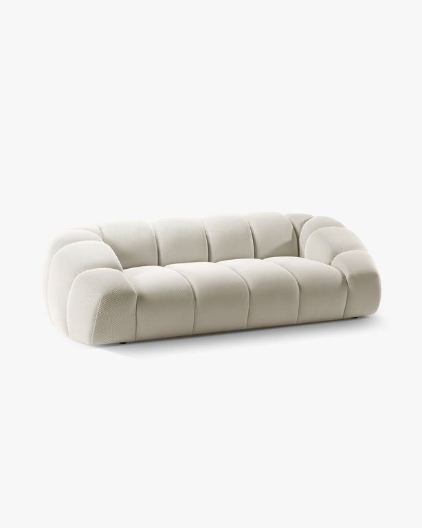 Diana - Canapé 3 places tissu texturé beige clair - Vue supplémentaire 2
