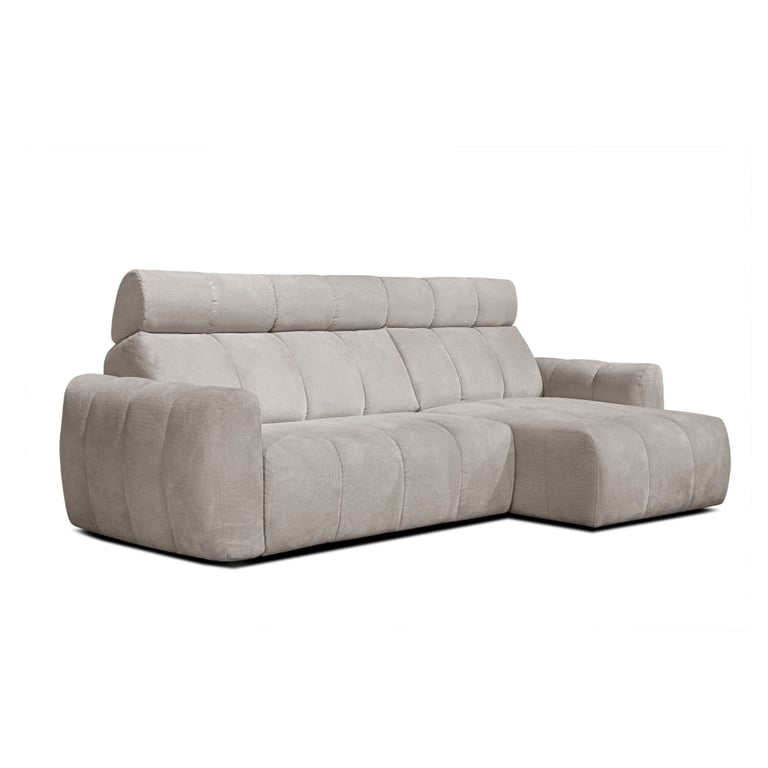 Kimi - Canapé d'angle droit 3 places velours beige assise coulissante électrique - Vue supplémentaire 1