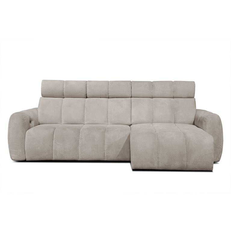 Kimi - Canapé d'angle droit 3 places velours beige assise coulissante électrique - Vue supplémentaire 2