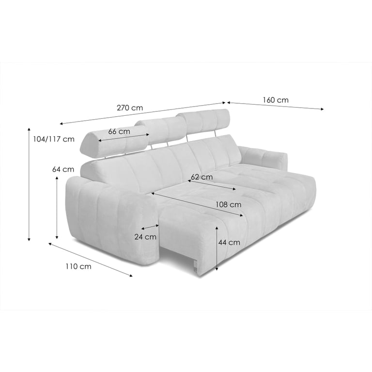 Kimi - Canapé d'angle droit 3 places velours beige assise coulissante électrique - Vue supplémentaire 3