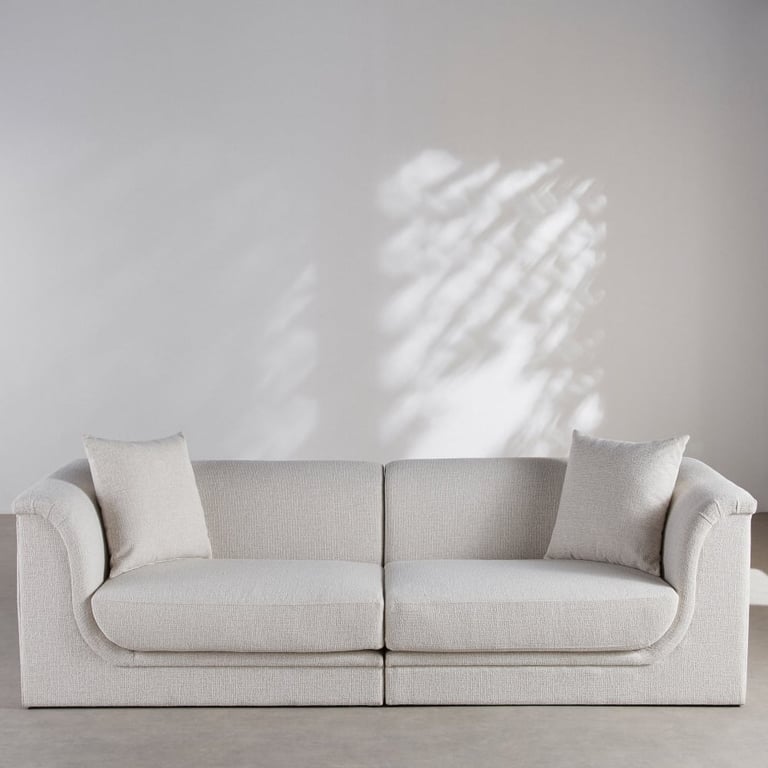 Ewing - Canapé 3/4 places en textile tramé beige