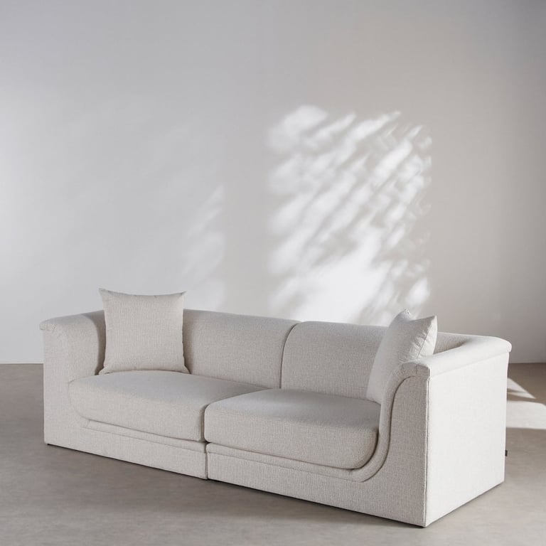 Ewing - Canapé 3 places tissu texturé beige - Vue supplémentaire 1
