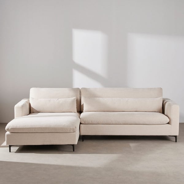 Urban - Canapé d'angle gauche 4 places velours beige