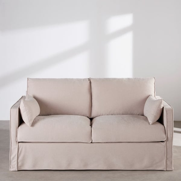 Julio - Canapé convertible 3 places tissu texturé beige