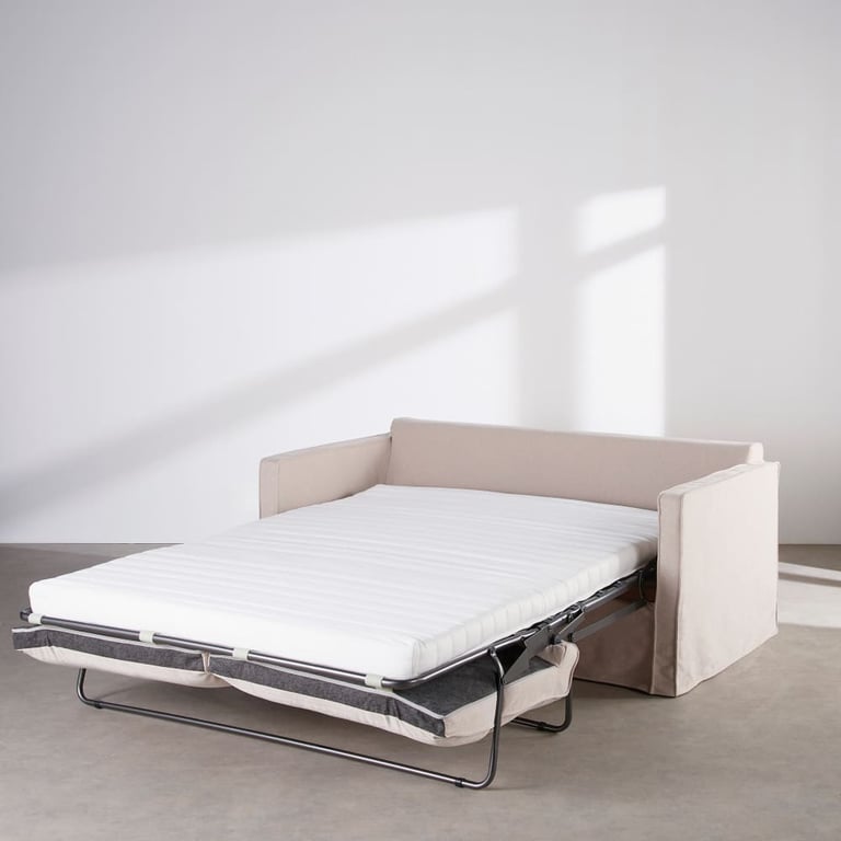 Julio - Canapé convertible 3 places tissu texturé beige - Vue supplémentaire 2