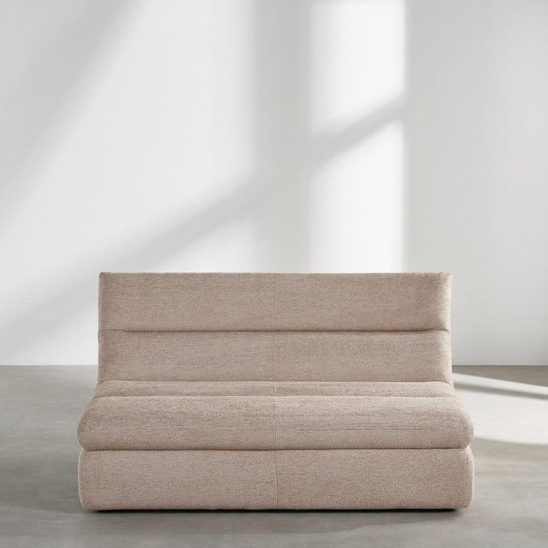 Loulou - Chauffeuse 2 places en textile tramé coloris toffee