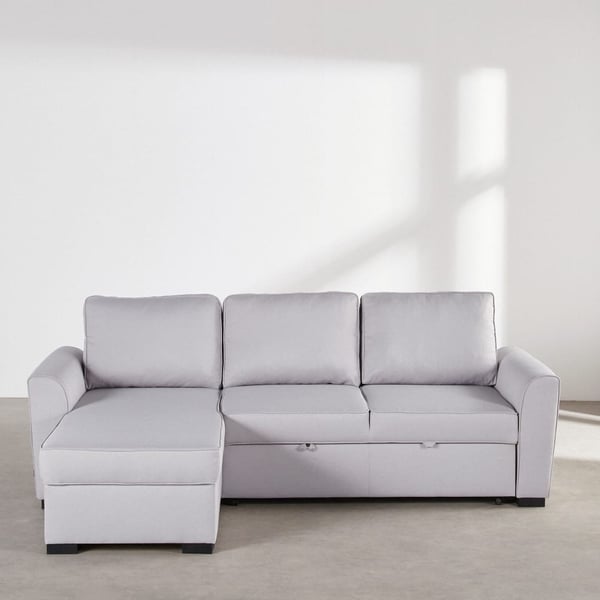 Montreal - Canapé d'angle convertible 3 places tissu gris