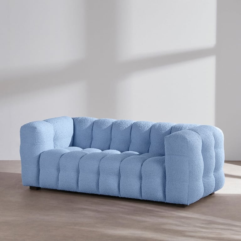Lilo - Canapé 2 places tissu bouclette bleu - Vue supplémentaire 1
