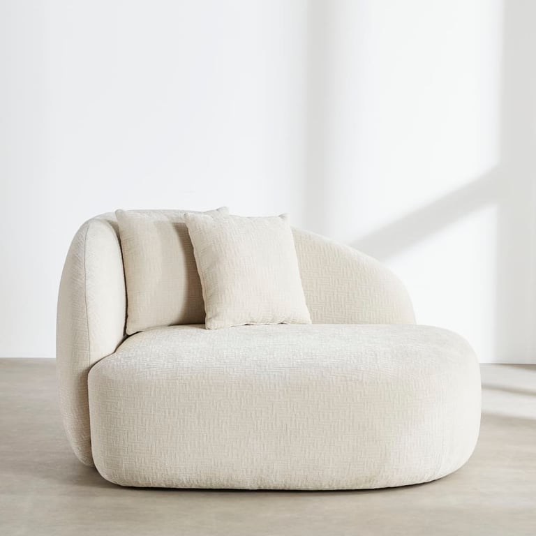 Lana - Canapé loveseat 2 places en tissu polyester embossé beige - 112 cm