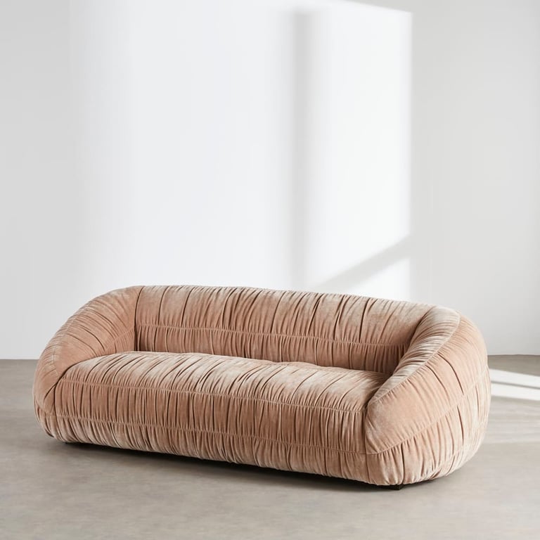 Dixon - Canapé 3 places velours beige - Vue supplémentaire 2