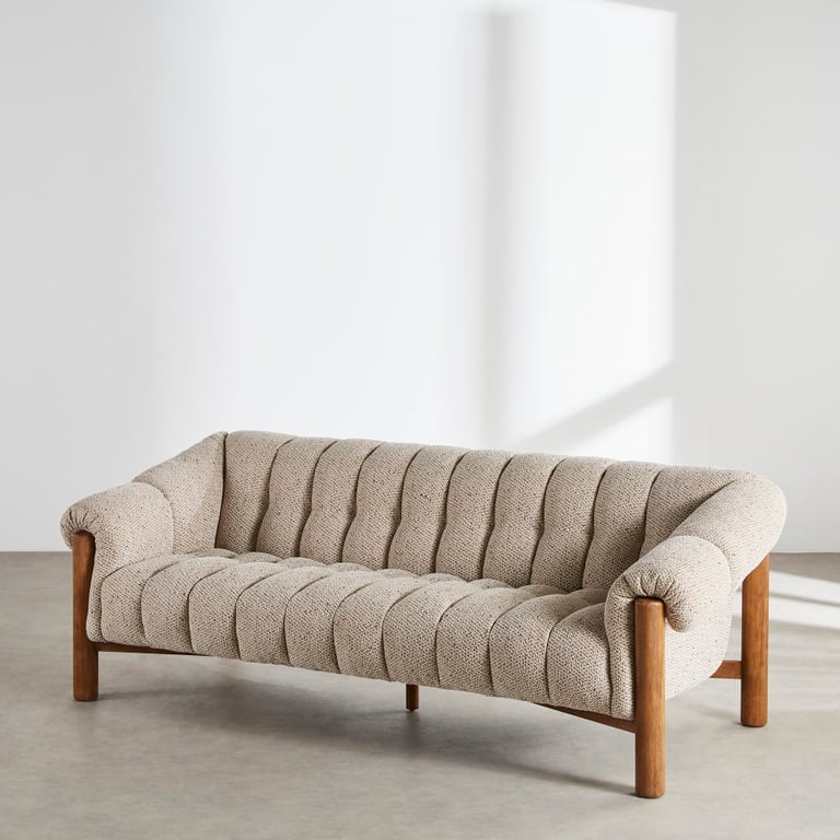 Edward - Canapé 3 places tissu texturé beige - Vue supplémentaire 2