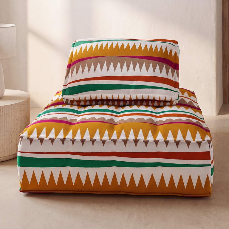Neo Elementary - Chauffeuse 1 place en tissu polyester jacquard motif ethnique multicolore - 115 cm