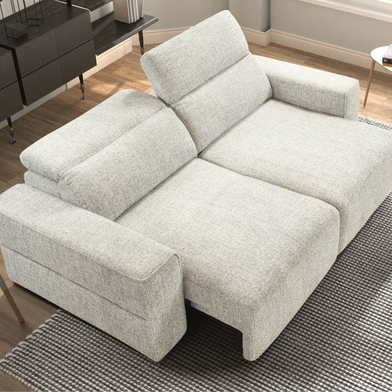 Havana - Canapé 3 places tissu bouclette gris assise coulissante électrique - Vue supplémentaire 3