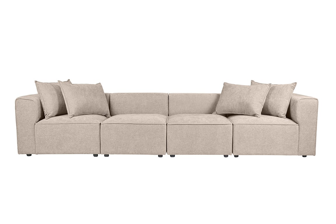 Kerry - Canapé modulable 5 places velours beige - Vue supplémentaire 1