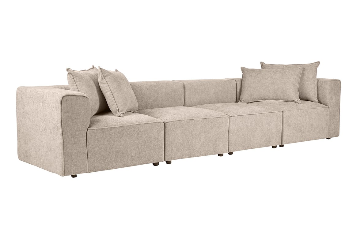Kerry - Canapé modulable 5 places velours beige - Vue supplémentaire 2