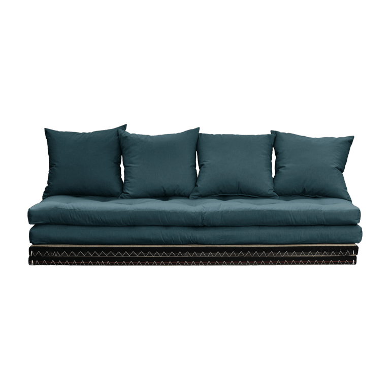 Chico - Canapé convertible 3 places tissu bleu canard - Vue supplémentaire 1