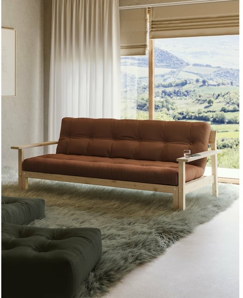 Unwind - Canapé convertible 3 places tissu marron