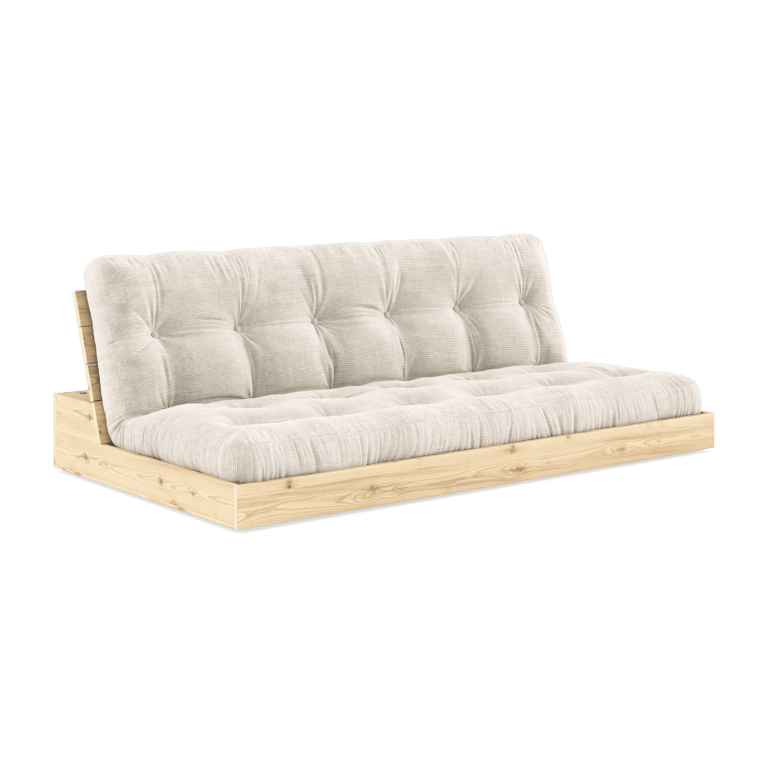 Canapé convertible en pin naturel laqué et matelas ivoire 196x110x72 cm Base - Karup Design
