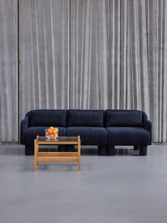Canapé en tissu bleu foncé 224x83xH74 Elegance - Hübsch