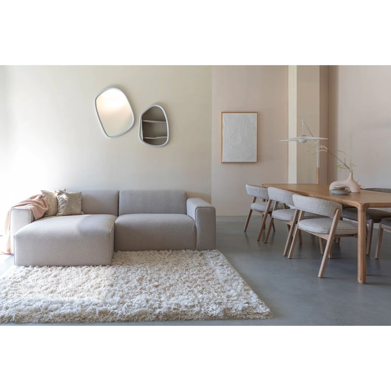 Canapé en polyester beige avec méridienne à gauche 247x70x41x63cm Milka - Zuiver