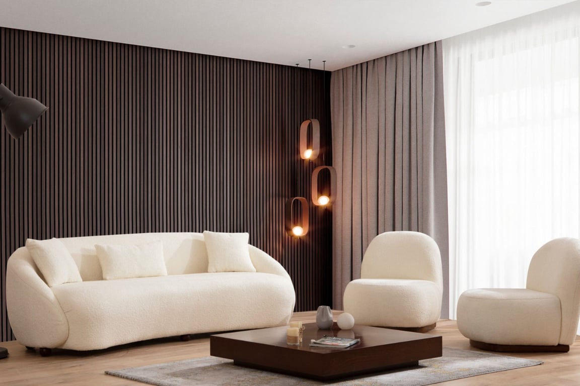 Canapé 3 places en tissu bouclé crème Napoli - Home Design