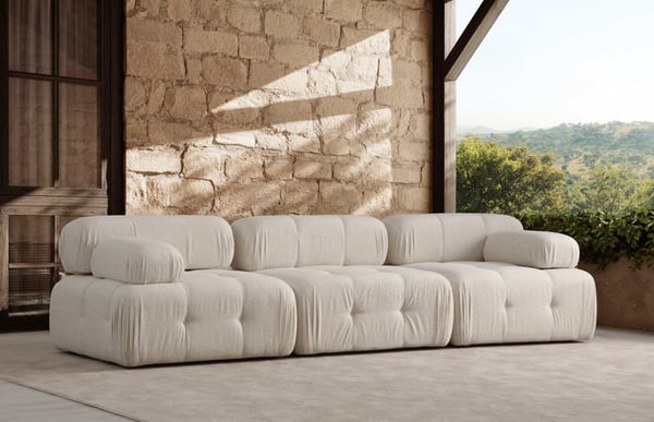 Doblo - Canapé 3 places tissu bouclette blanc