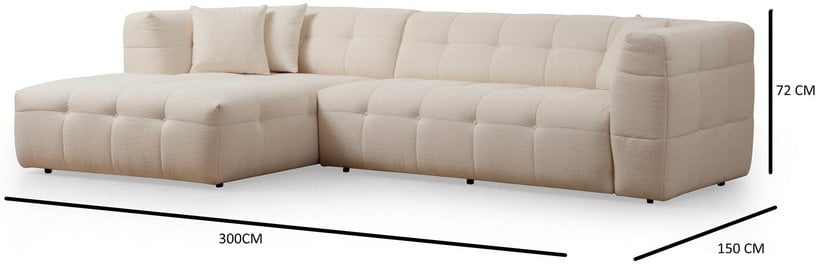 Cady - Canapé d'angle gauche 3 places tissu blanc - Vue supplémentaire 3