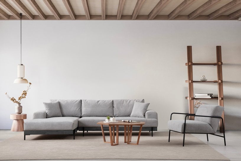 Canapé d'angle gauche en tissu gris 280x98x78cm Eti - Home Design