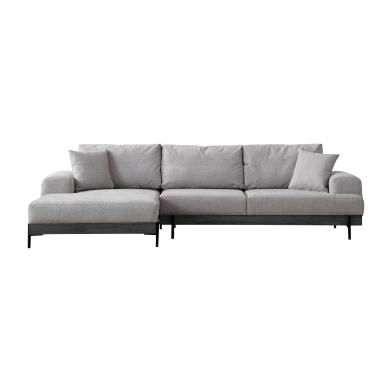 Eti - Canapé d'angle gauche 4 places tissu gris - Vue supplémentaire 1