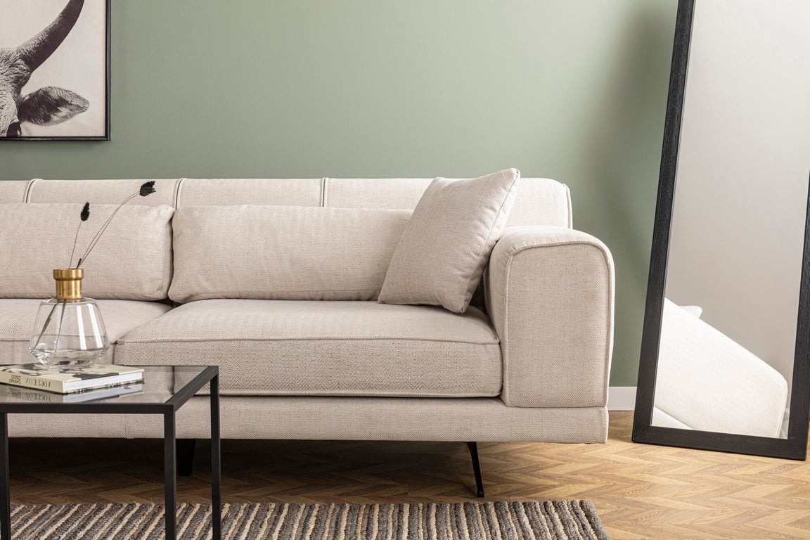 Jivago - Canapé d'angle gauche 4 places tissu beige - Vue supplémentaire 3
