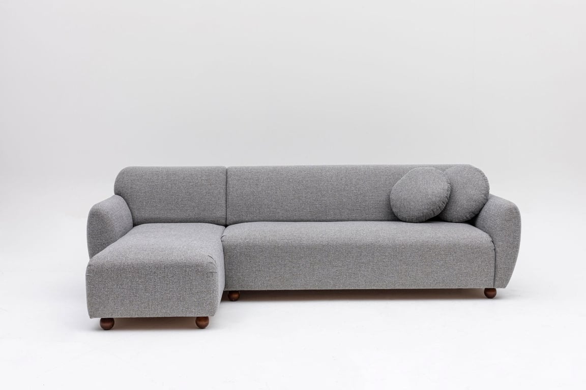 Eddy - Canapé d'angle gauche 4 places tissu gris - Vue supplémentaire 1