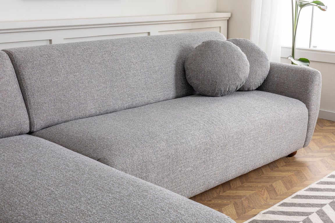 Eddy - Canapé d'angle gauche 4 places tissu gris - Vue supplémentaire 3
