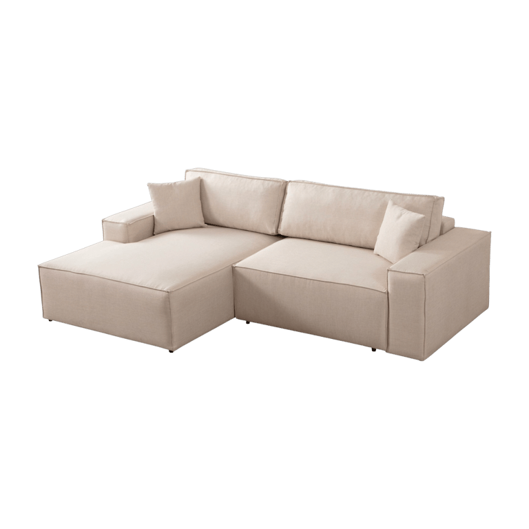 Pirlo - Canapé d'angle convertible gauche 4 places tissu blanc - Vue supplémentaire 1