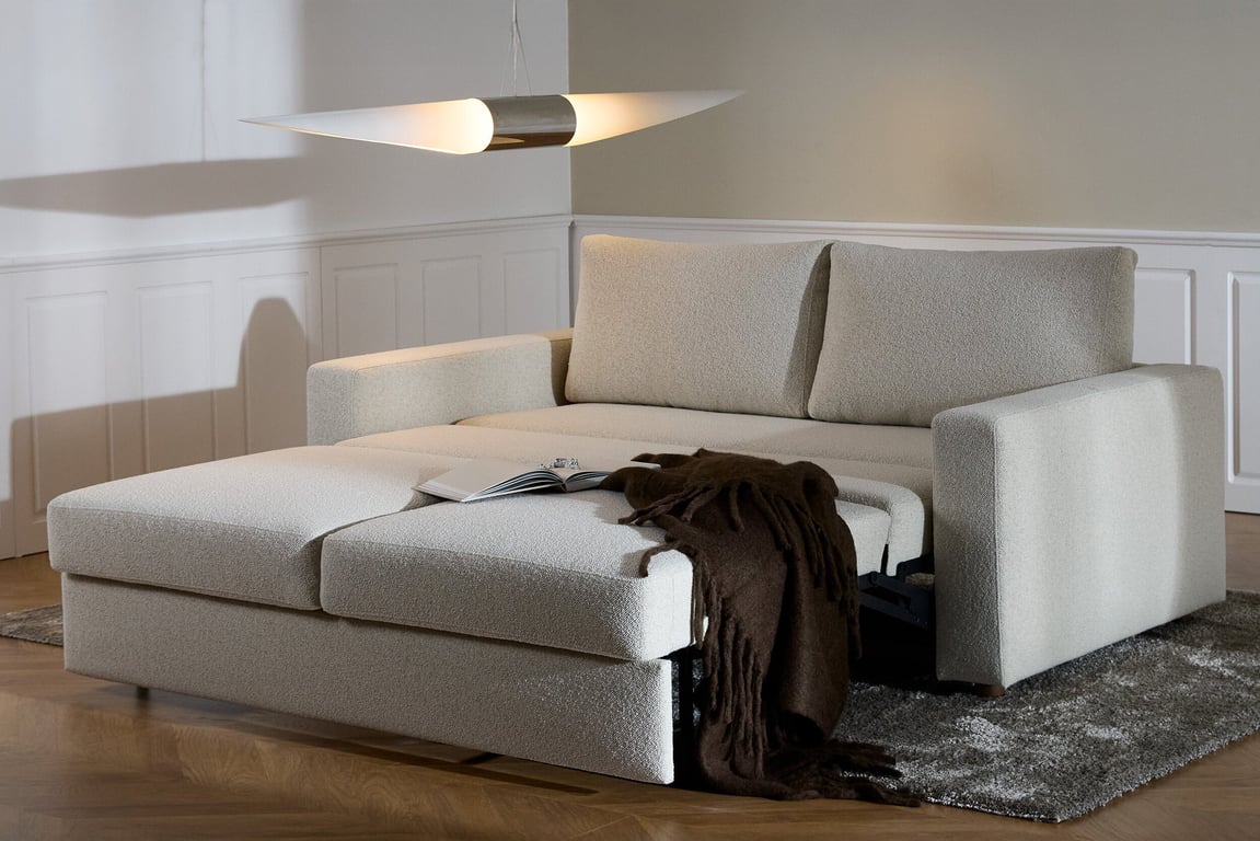 Neah - Canapé convertible 3 places tissu blanc - Vue supplémentaire 3