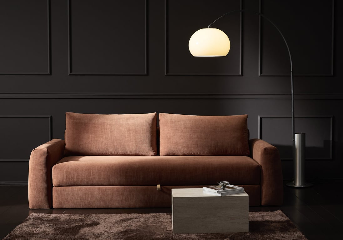 Canapé convertible en tissu esina rust orange 150-200cm Cone - Innovation Living